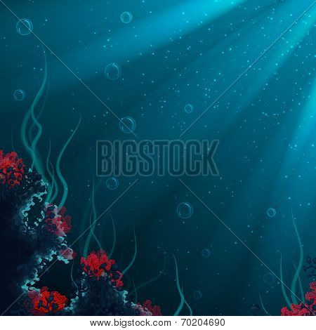 Vector background with underwater cave