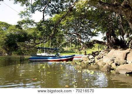 Excursion toy-ships on a lake Nicaragua