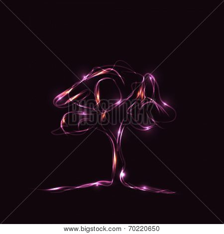 Abstract beautiful light tree, easy editable