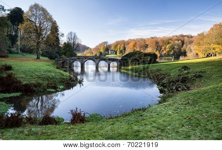 Bridge Over Main Lake landscape During Autumn.