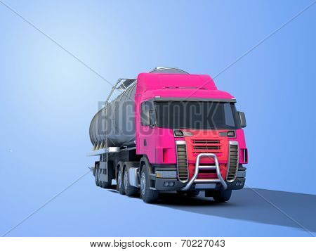 Truck driven by fuel on a blue background.