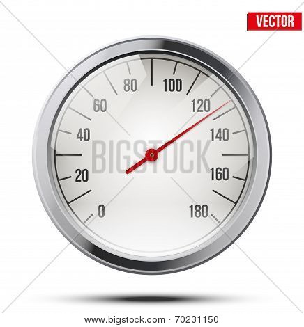 Classic round scale Speedometer. Vector Illustration.
