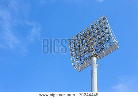 The Stadium Spot-light Tower With Blue Sky
