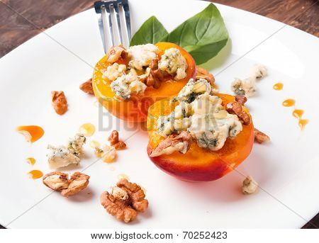 Roasted Peaches With Dorblu Cheese