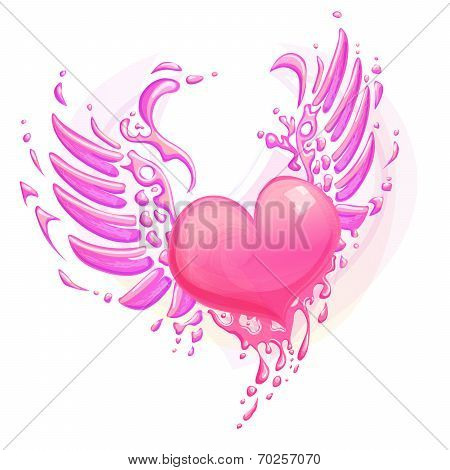 Pink heart with wings