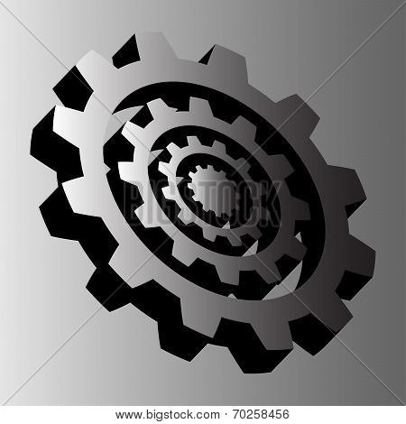 four gray steel cogwheels