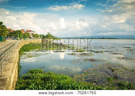 Natural Lake At Phayao Province In Thailand, Khwan Phayao.