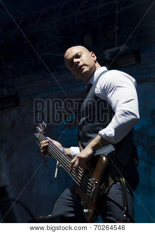 BONTIDA - JUNE 19: The London based Dub Pistols band performs live at Electric Castle Festival at June 19, 2014 in the Banffy castle in Bontida, Romania.