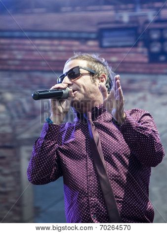 BONTIDA - JUNE 19: The London based Dub Pistols band performs live at Electric Castle Festival at June 19, 2014 in the Banffy castle in Bontida, Romania.