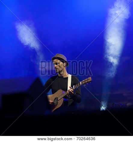 BONTIDA - JUNE 21: Artist Bonobo performs live at the main stage of the Electric Castle Festival at June 21, 2014 in the Banffy castle in Bontida, Romania