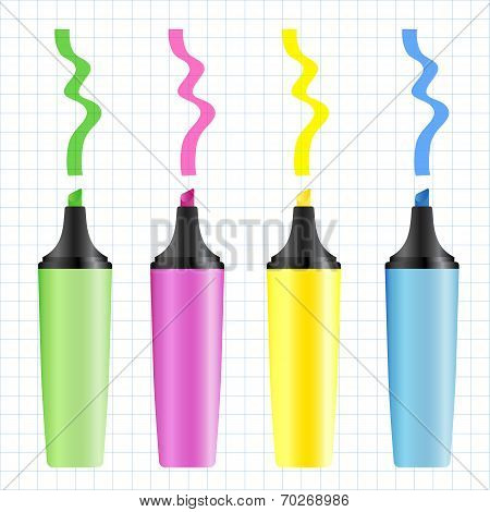 Set of realistic colored markers