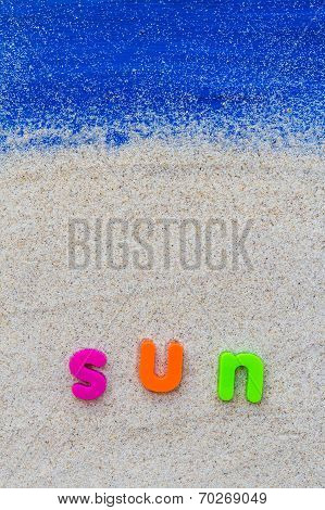 Word Sun Laid Sand Blue Board