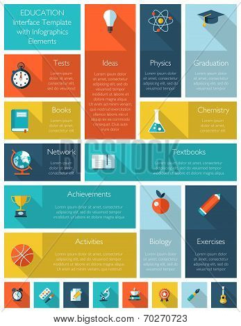 Education interface template with infographics elements
