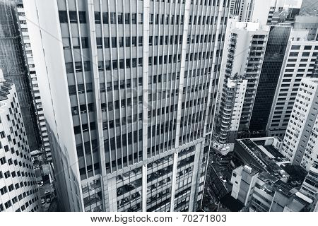Cityscape with buildings and skyscrapers, aerial view, Hong Kong, Asia.