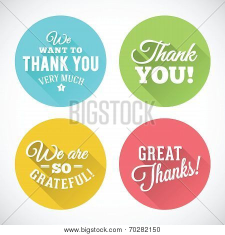 Thank You Abstract Vector Flat Style Badges or Icons