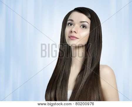 Beautiful Brunette Woman With Long Shiny Hair