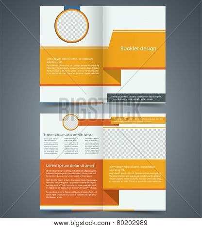 Yellow Bifold Brochure Template Design, Business Leaflet, Booklet.