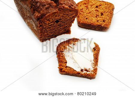 Sliced Pumpkin Bread With Butter
