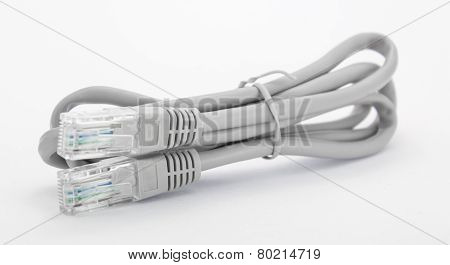 Gray Lan Cable On White Background