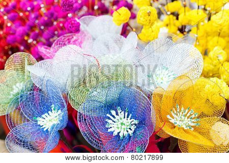 Spongewood Made Artificial Colored Flowers