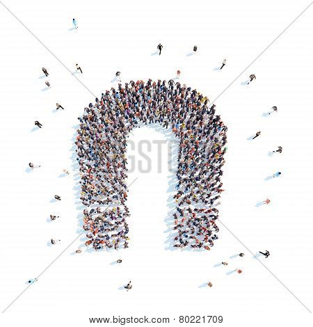 People in the shape  of a magnet.