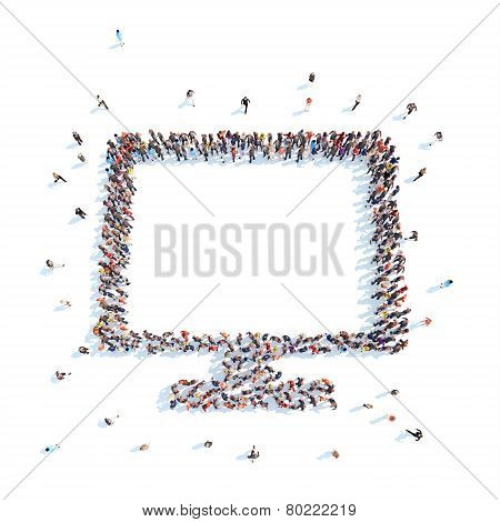 People in the shape  of a monitor.