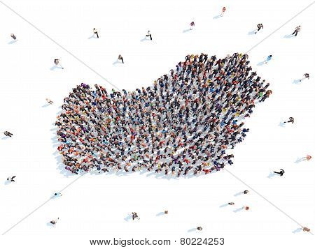 People in the form of a hand.