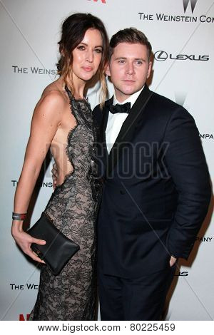 LOS ANGELES - JAN 11:  Charlie Webster, Allen Leech at the The Weinstein Company / Netflix Golden Globes After Party at a Beverly Hilton Adjacent on January 11, 2015 in Beverly Hills, CA