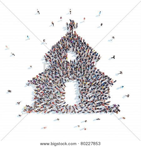 People in the form of  church.
