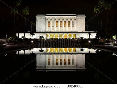 Detail of Mesa Ariozona Mormon Temple with Statue of Angel Moroni LDS