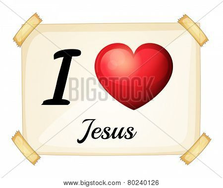 A flashcard showing the love of Jesus on a white background