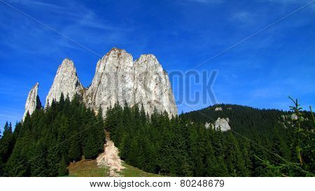 View of the Lonely Rock Hasmasului mountains romania transylvania.
