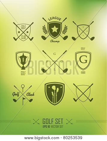 Golf. Vector Set Labels And Icons. Golf Symbols.