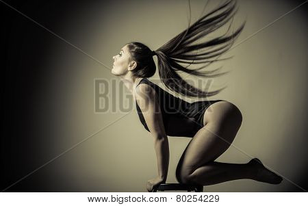 Atletic Woman Fit Slim Body Posing