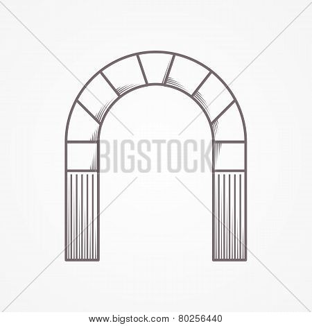 Flat line design round arch