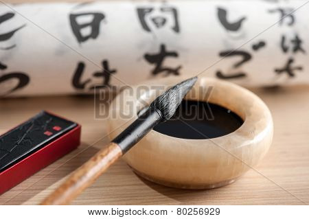Closeup image of calligraphy tools