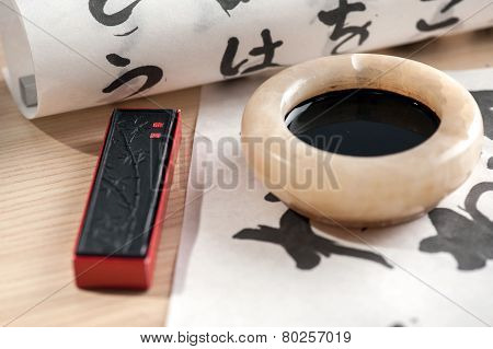 Closeup image of calligraphy tools