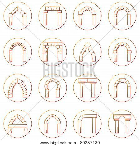 Sketch icons vector collection of different types arch
