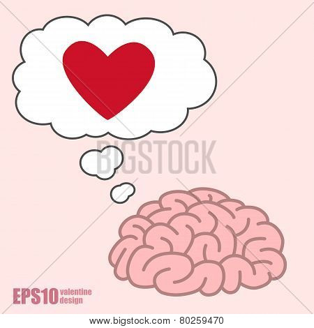 Brain Think Of Red Heart