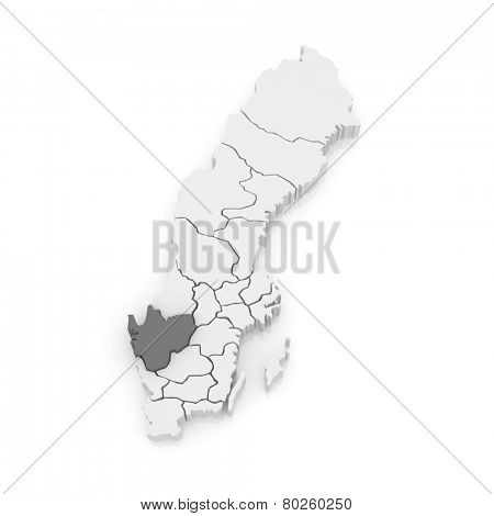 Map of Vastergotland. Sweden. 3d