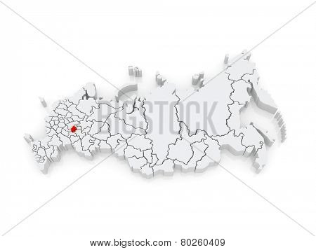 Map of the Russian Federation. Republic of Chuvashia. 3d