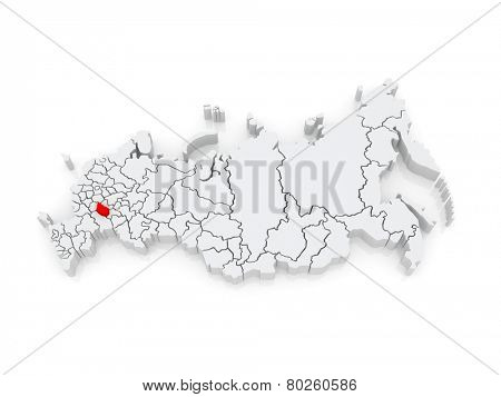 Map of the Russian Federation. Penza region. 3d