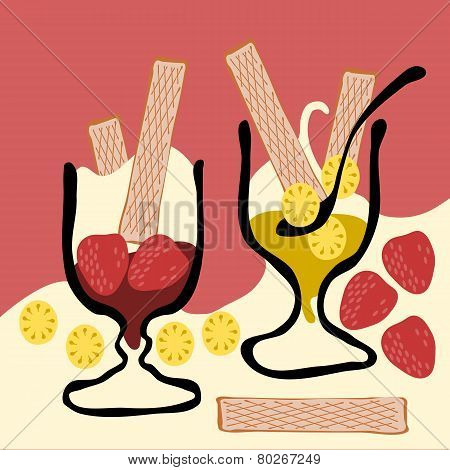 Fruit cups in vintage style