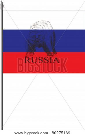 Russian flag with a bear