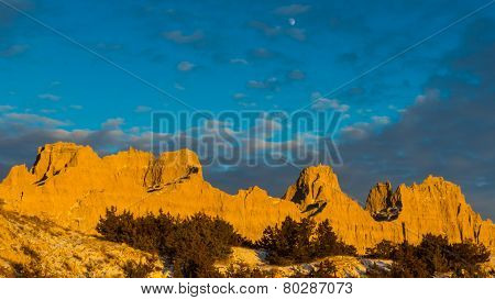 Ridge In The Badlands In Winter