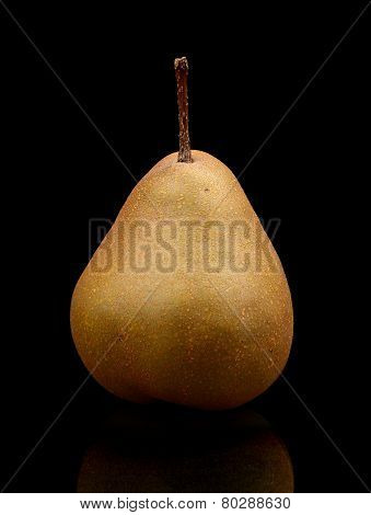Single One Pear Called Manon Isolated On Black