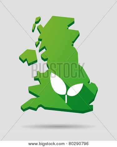 United Kingdom Map Icon With A Plant