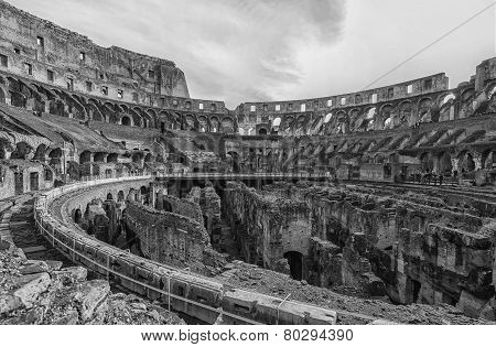 Rome Colosseum Interior Pano Mono