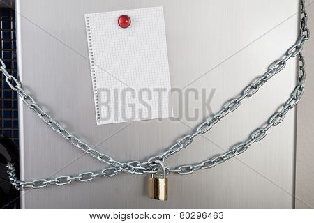 Blank Note Of Locked Fridge
