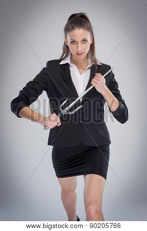 Woman Striking Pose With A Sword.